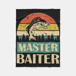 Funny Saying-master Baiter Fishing Fishermen Men W Fleece Blanket