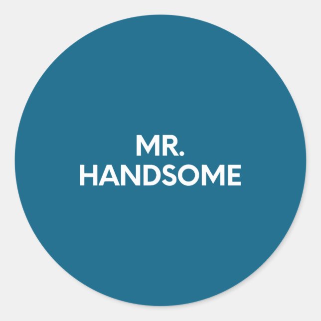 Funny Saying Mr. Handsome Sy Pun Gag Women Men Gag Classic Round Sticker (Front)