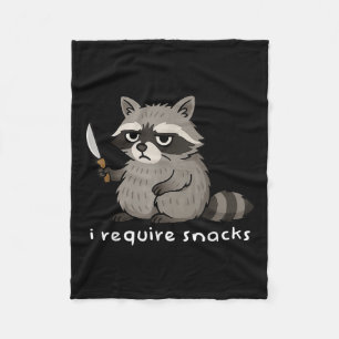Funny Saying Racoon I Require Snacks Humour Animal Fleece Blanket