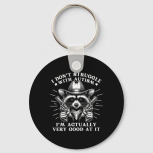 Funny Saying Racoon Meme Tism Autism Awareness Gra Key Ring