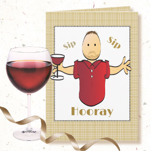 Funny Saying Red Wine Male Cartoon Happy Birthday Card