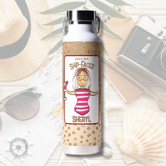 Funny Saying Snarky Cartoon Lady Vacation For Her  Water Bottle (Creator Uploaded)