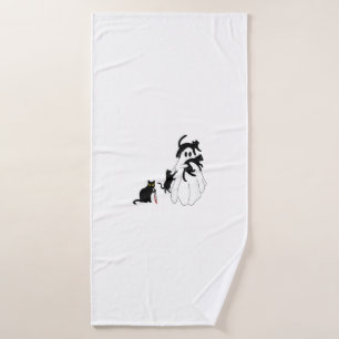 Funny Saying Spooky Season Halloween Cat Ghost Wom Bath Towel