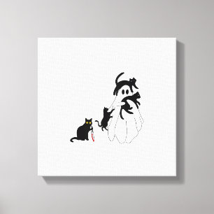 Funny Saying Spooky Season Halloween Cat Ghost Wom Canvas Print