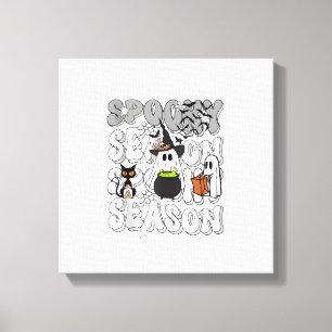 Funny Saying Spooky Season Halloween Cat Ghost Wom Canvas Print