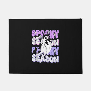 Funny Saying Spooky Season Halloween Cat Ghost Wom Doormat
