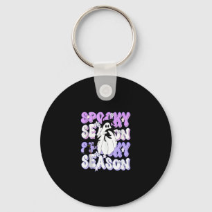 Funny Saying Spooky Season Halloween Cat Ghost Wom Key Ring