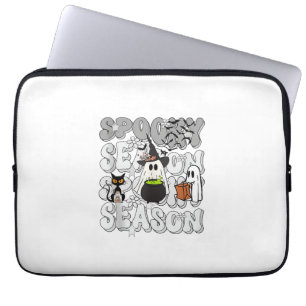 Funny Saying Spooky Season Halloween Cat Ghost Wom Laptop Sleeve