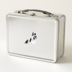 Funny Saying Spooky Season Halloween Cat Ghost Wom Metal Lunch Box