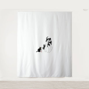 Funny Saying Spooky Season Halloween Cat Ghost Wom Tapestry