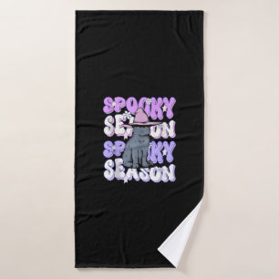 Funny Saying Spooky Season Halloween Cat Lover Wom Bath Towel