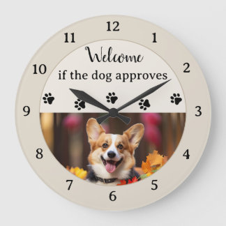 Funny Saying With Your Dog Photo Large Clock