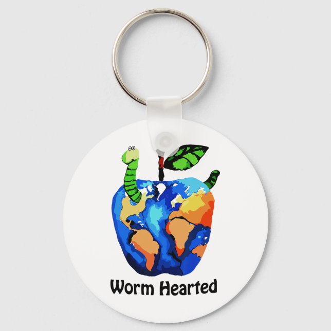 Funny Saying 'worm Hearted Apple'' Earth Day  Key Ring (Front)
