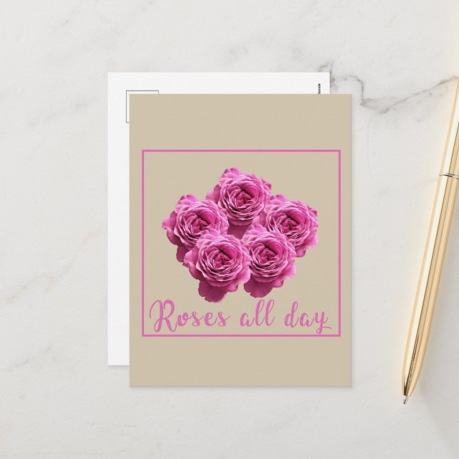 Funny sayings about roses and love holiday postcard (Front/Back In Situ)