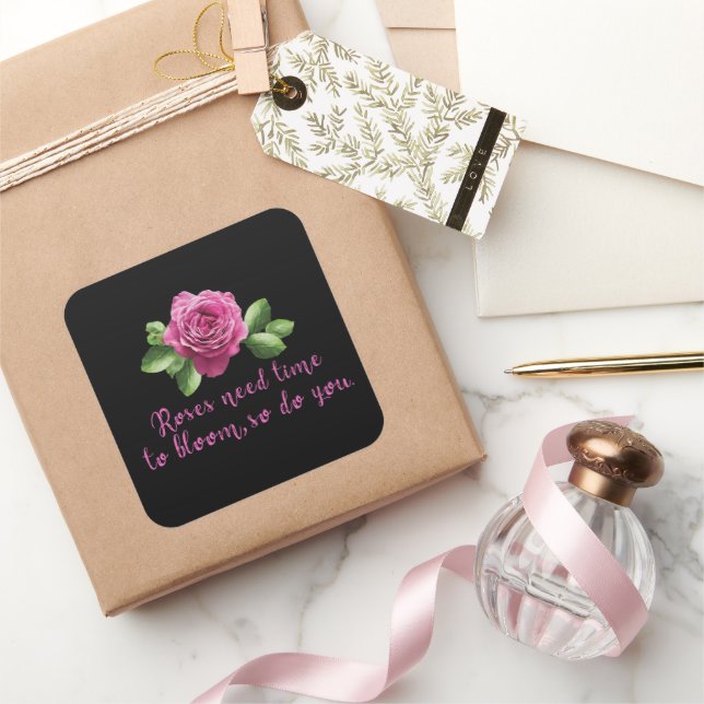 Funny sayings about roses and love square sticker (Gifting)