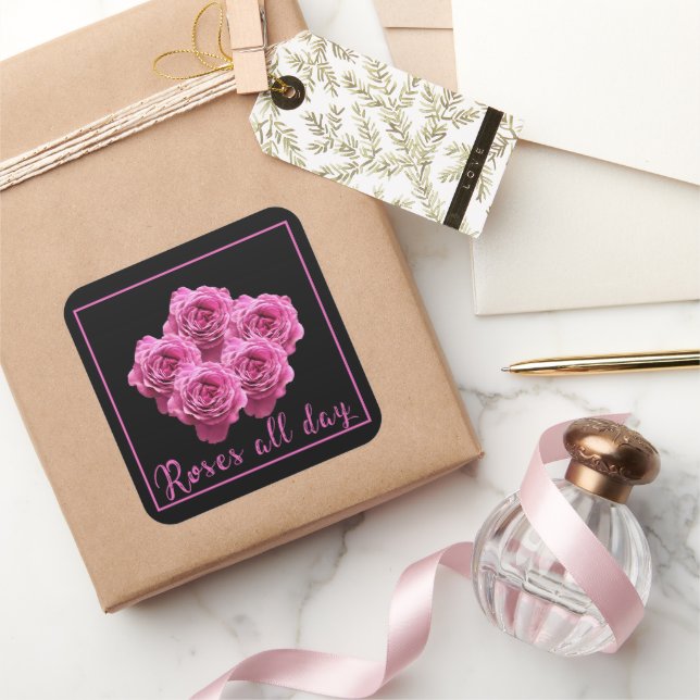 Funny sayings about roses and love square sticker (Gifting)