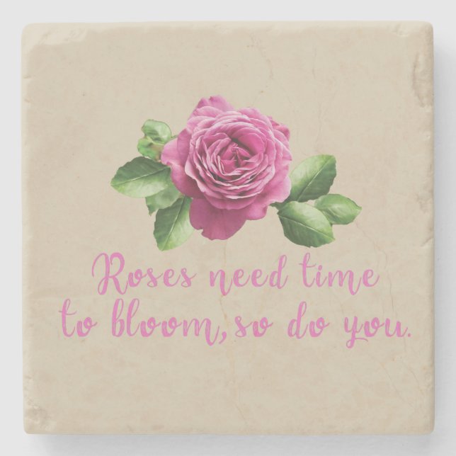 Funny sayings about roses and love stone coaster (Front)