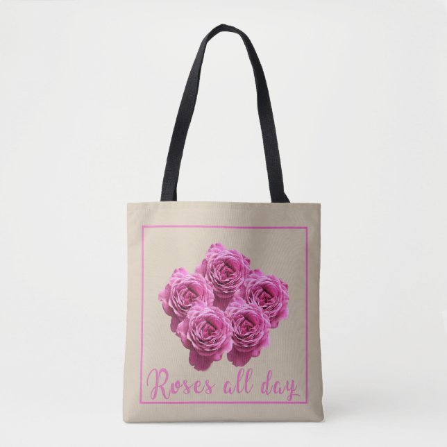 Funny sayings about roses and love tote bag (Front)