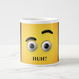 Funny Sayings Huh Confused Face Yellow & Black Large Coffee Mug