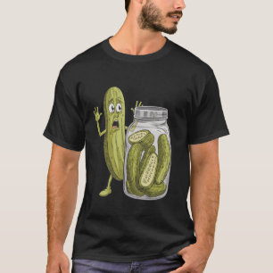 Funny Scared Pickle Cartoon Surprised Pickle Cucum T-Shirt