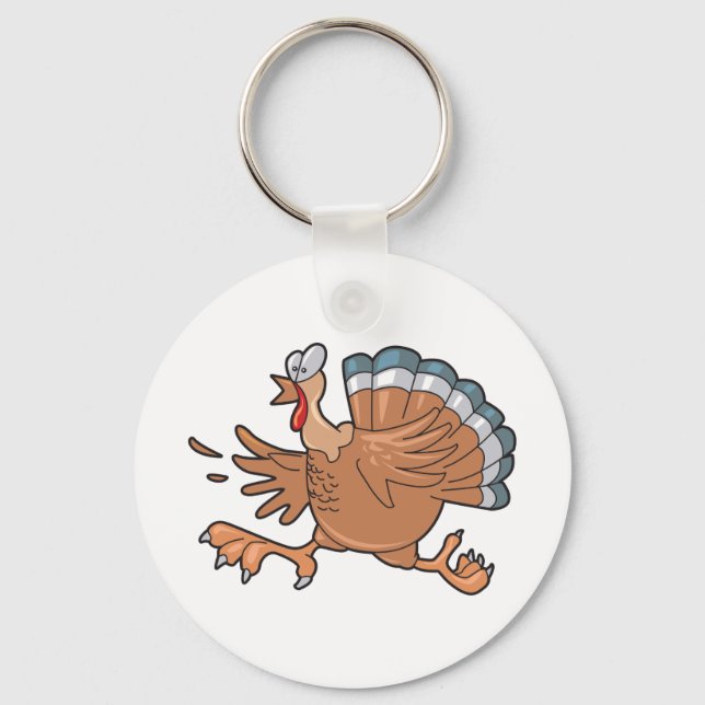 funny scared turkey key ring (Front)