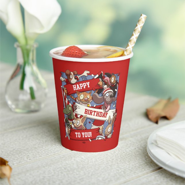 Funny Scarf Waving Animal Cartoon Sports Fans Paper Cups (Insitu)