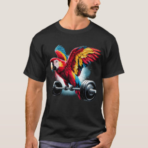 Funny Scarlet Macaw Parrot Deadlift Weightlifting T-Shirt
