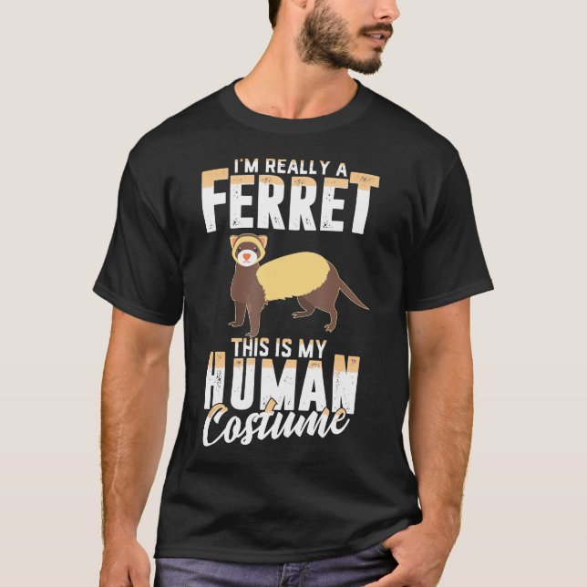 Funny Scary Ferret Human Costume Halloween Women M T-Shirt (Front)