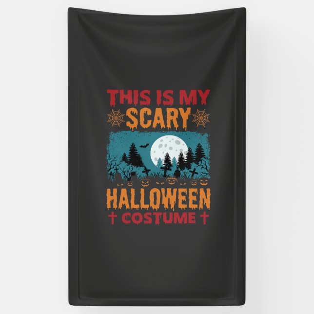 Funny Scary Halloween Costume Graveyard Moon Graph Banner (Vertical)