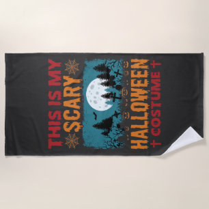 Funny Scary Halloween Costume Graveyard Moon Graph Beach Towel
