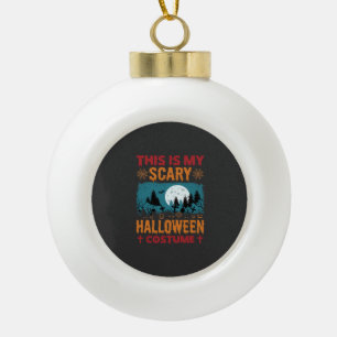 Funny Scary Halloween Costume Graveyard Moon Graph Ceramic Ball Christmas Ornament