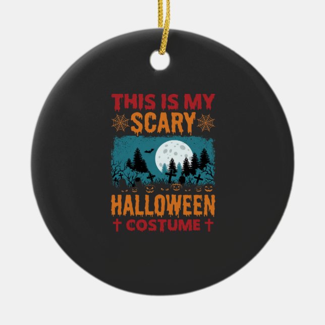 Funny Scary Halloween Costume Graveyard Moon Graph Ceramic Tree Decoration (Front)