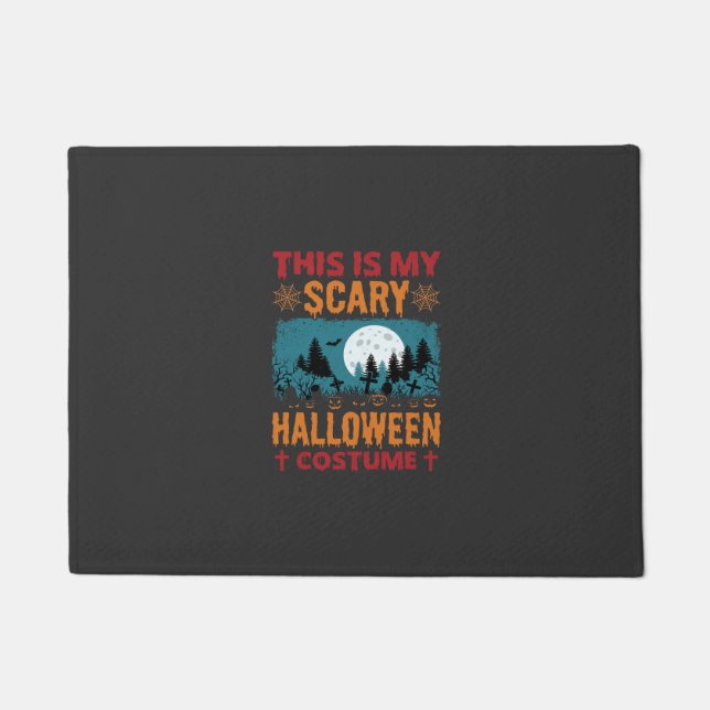 Funny Scary Halloween Costume Graveyard Moon Graph Doormat (Front)