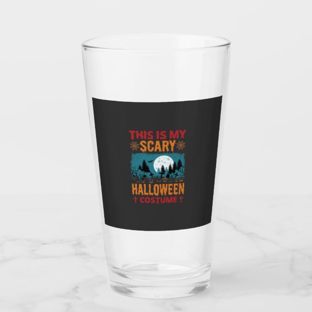 Funny Scary Halloween Costume Graveyard Moon Graph Glass (Front)