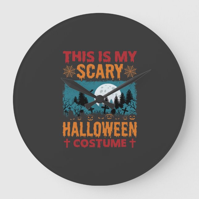 Funny Scary Halloween Costume Graveyard Moon Graph Large Clock (Front)