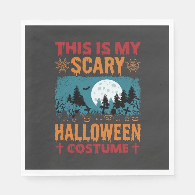 Funny Scary Halloween Costume Graveyard Moon Graph Napkin (Front)