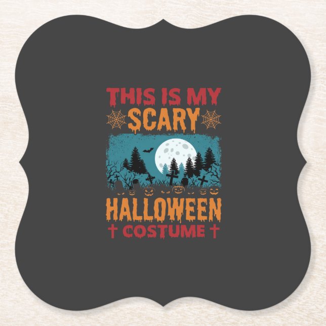 Funny Scary Halloween Costume Graveyard Moon Graph Paper Coaster (Front)