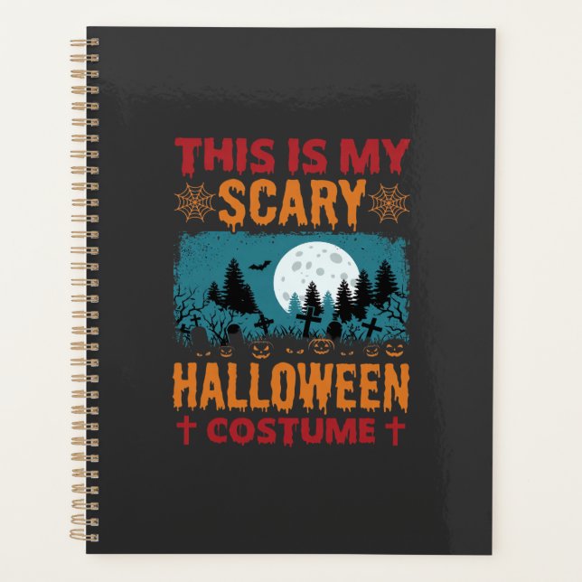 Funny Scary Halloween Costume Graveyard Moon Graph Planner (Front)