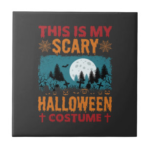 Funny Scary Halloween Costume Graveyard Moon Graph Tile