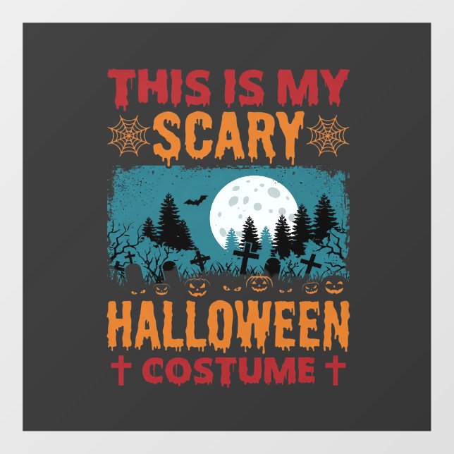 Funny Scary Halloween Costume Graveyard Moon Graph Window Cling (Sheet)
