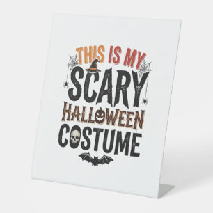 Funny Scary Halloween Costume Vintage Shirt Design Pedestal Sign