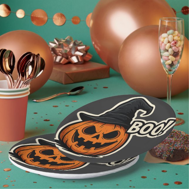  Funny & Scary Halloween Sticker  Paper Plate (Multi)