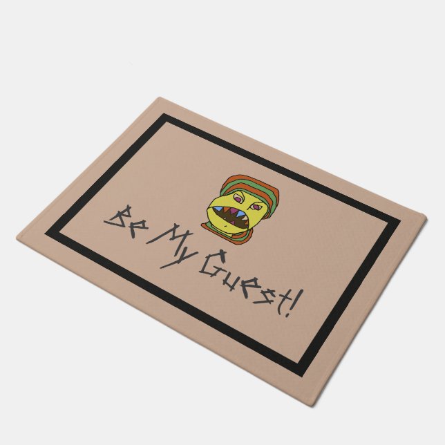 Funny Scary Hungry Cartoon with adjustable frames Doormat (Angled)