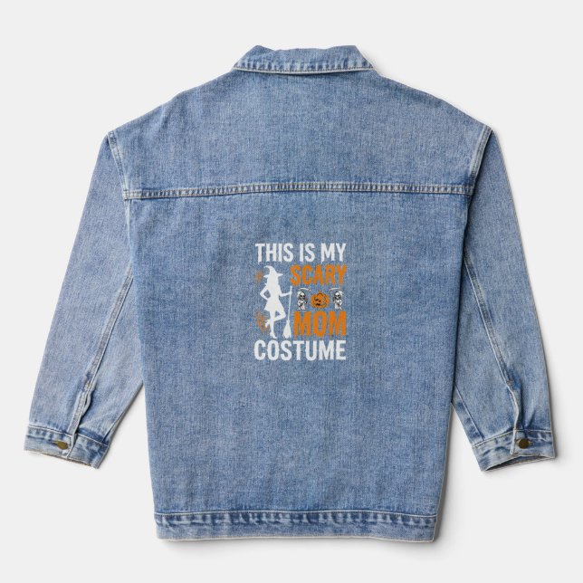 Funny Scary Mum Costume Halloween Witch Denim Jacket (Back)
