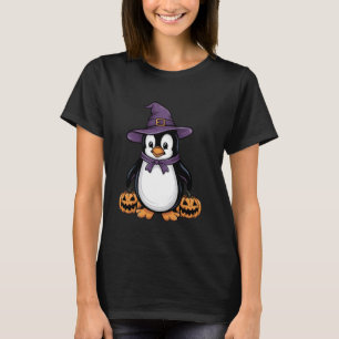 Funny Scary Pumpkin Bat Witch Hat Penguin Hallowee T-Shirt