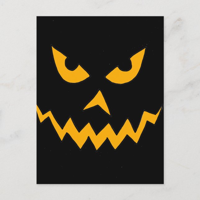 Funny Scary Pumpkin Face Cartoon for Halloween Postcard (Front)