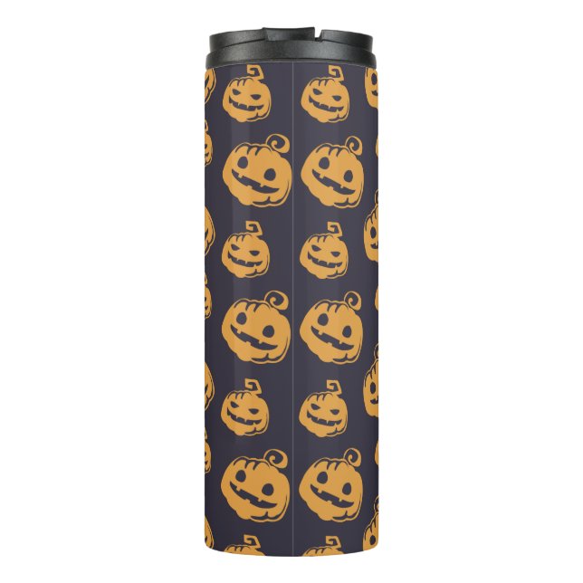 Funny Scary Pumpkin Faces Halloween  Thermal Tumbler (Back)