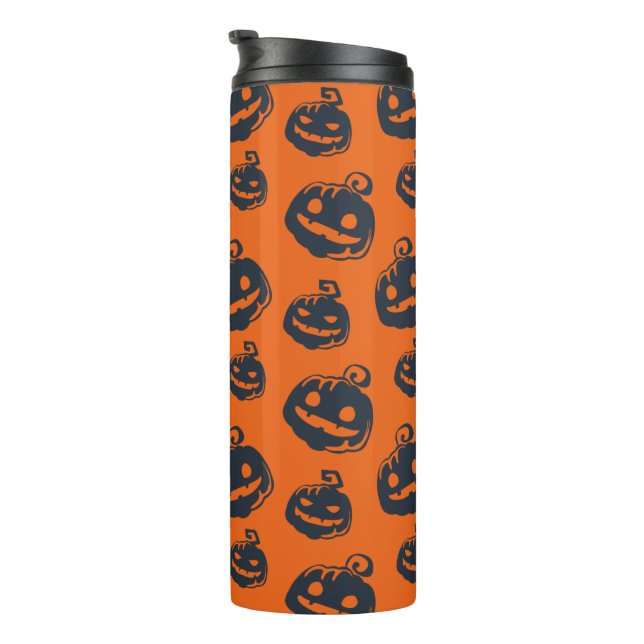 Funny Scary Pumpkin Faces Halloween  Thermal Tumbler (Rotated Right)