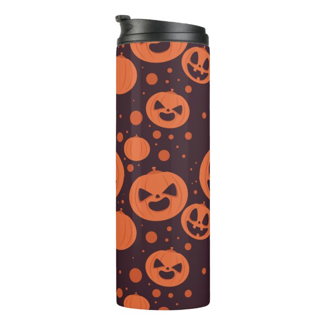 Funny Scary Pumpkin Faces  Thermal Tumbler (Rotated Right)