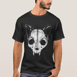 Funny Scary Spooky Cat Feline Skull Skeleton Hallo T-Shirt